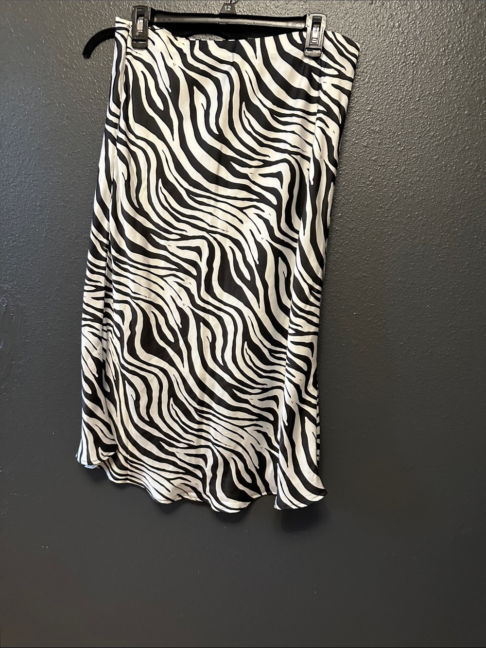 Leith Black and White Zebra-Print Midi Skirt
